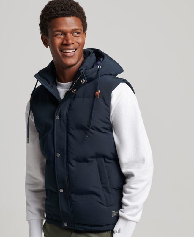 colete puffer com capuz everest homens marinha roupas Superdry 2208H1024