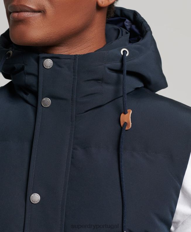 colete puffer com capuz everest homens marinha roupas Superdry 2208H1024