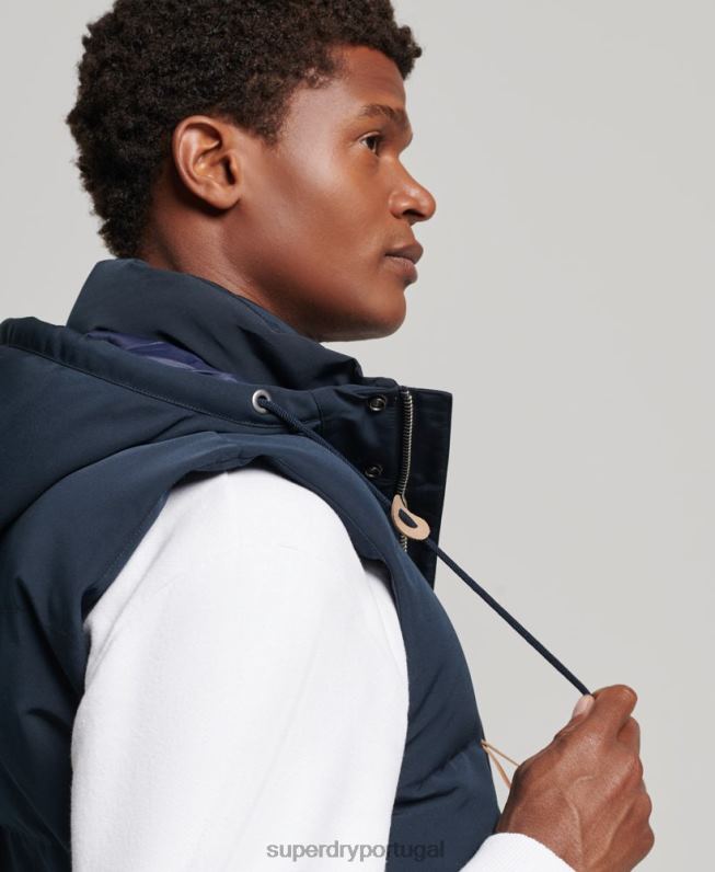colete puffer com capuz everest homens marinha roupas Superdry 2208H1024