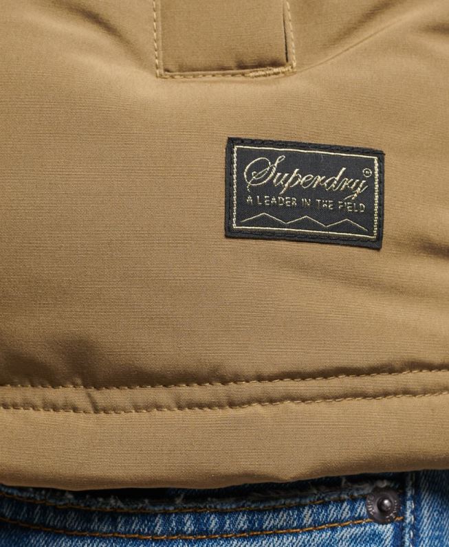 colete puffer com capuz everest homens marrom roupas Superdry 2208H1065