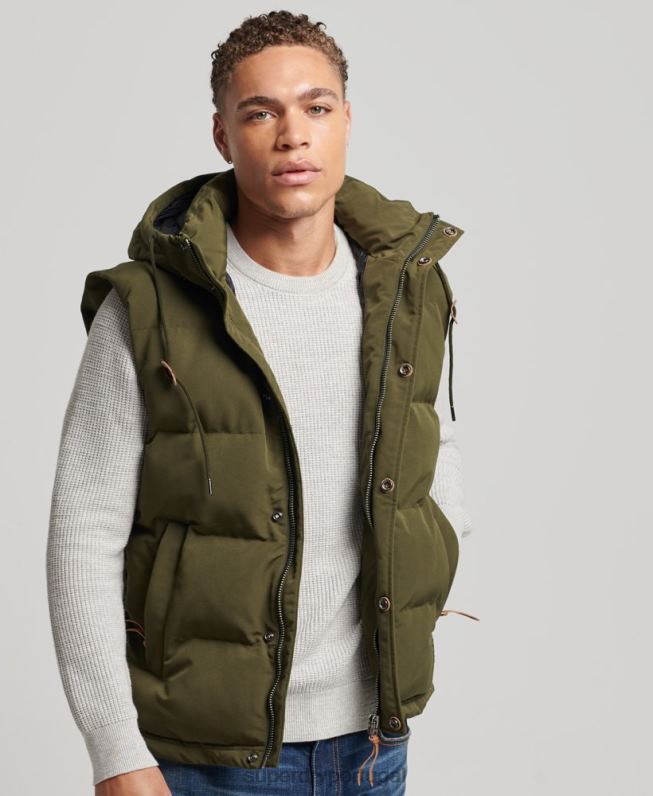 colete puffer com capuz everest homens verde roupas Superdry 2208H1017