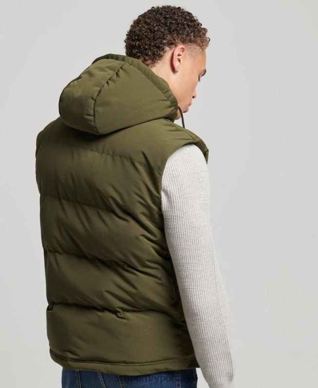colete puffer com capuz everest homens verde roupas Superdry 2208H1017