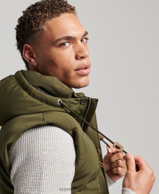 colete puffer com capuz everest homens verde roupas Superdry 2208H1017