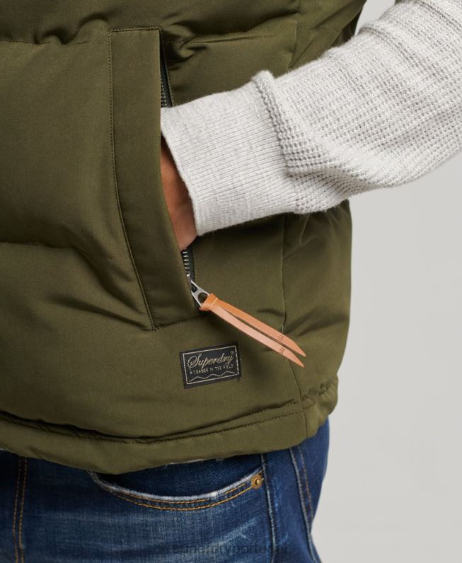 colete puffer com capuz everest homens verde roupas Superdry 2208H1017