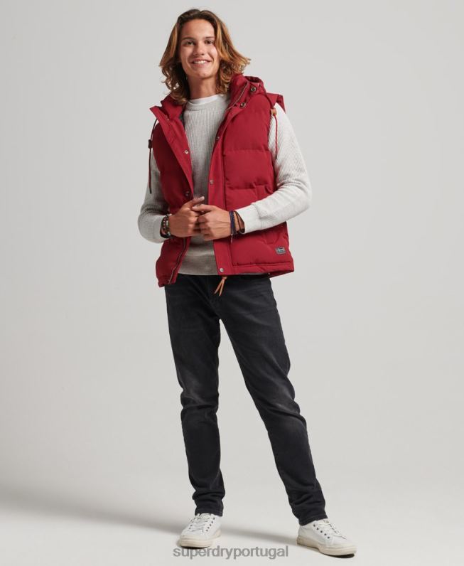 colete puffer com capuz everest homens vermelho roupas Superdry 2208H984