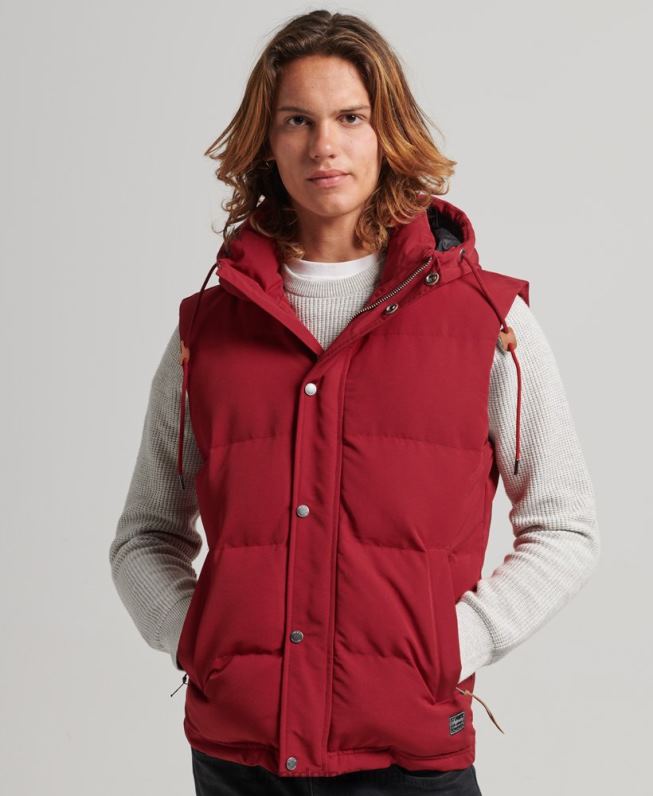 colete puffer com capuz everest homens vermelho roupas Superdry 2208H984