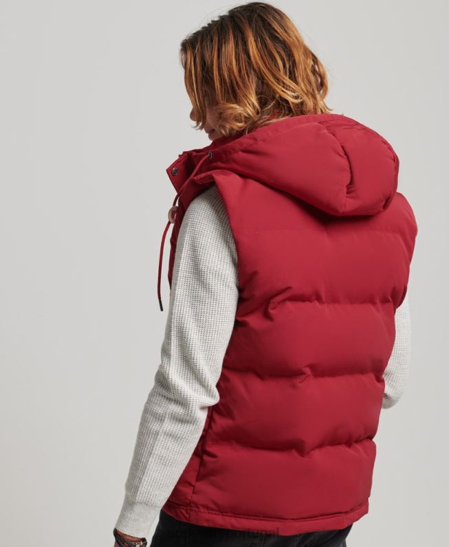 colete puffer com capuz everest homens vermelho roupas Superdry 2208H984