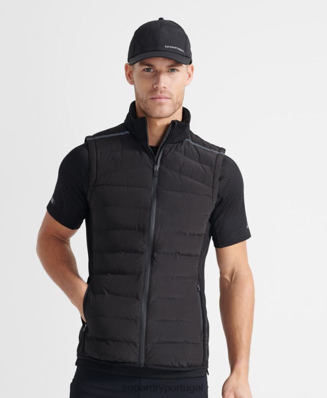 correr colete adaptável homens preto roupas Superdry 2208H4609