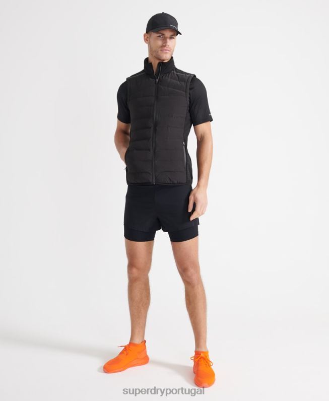 correr colete adaptável homens preto roupas Superdry 2208H4609