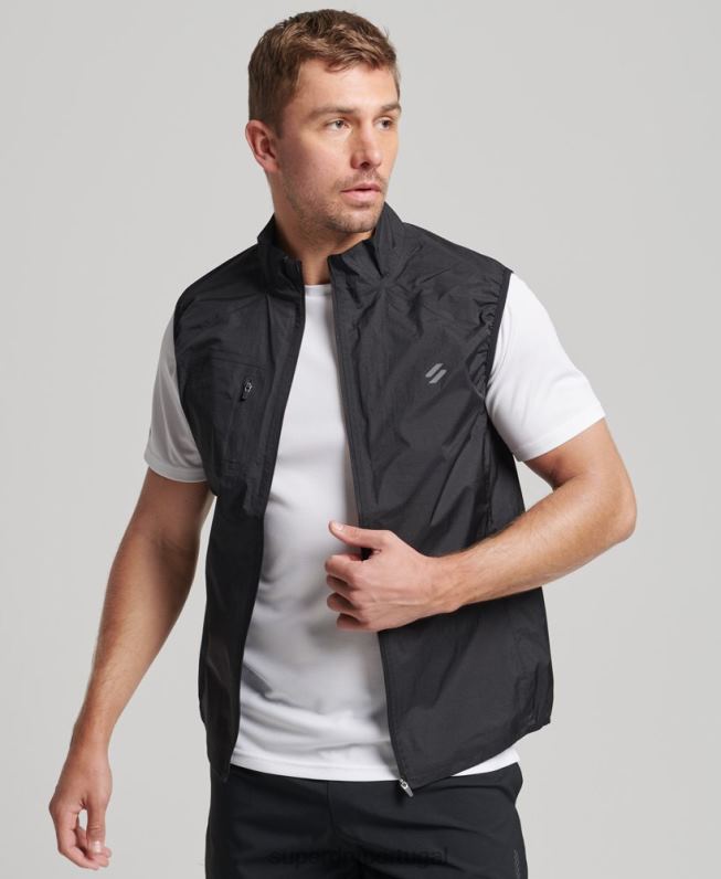 correr colete vento leve homens preto roupas Superdry 2208H4726