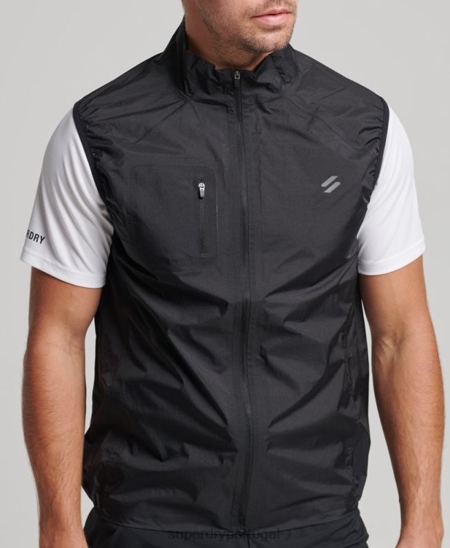 correr colete vento leve homens preto roupas Superdry 2208H4726