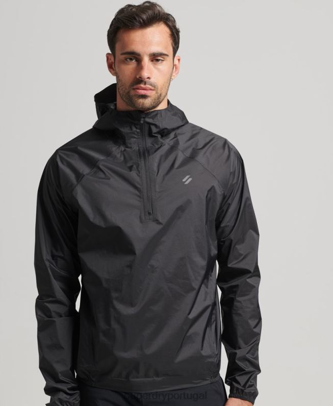 correr jaqueta impermeável leve homens preto roupas Superdry 2208H5363