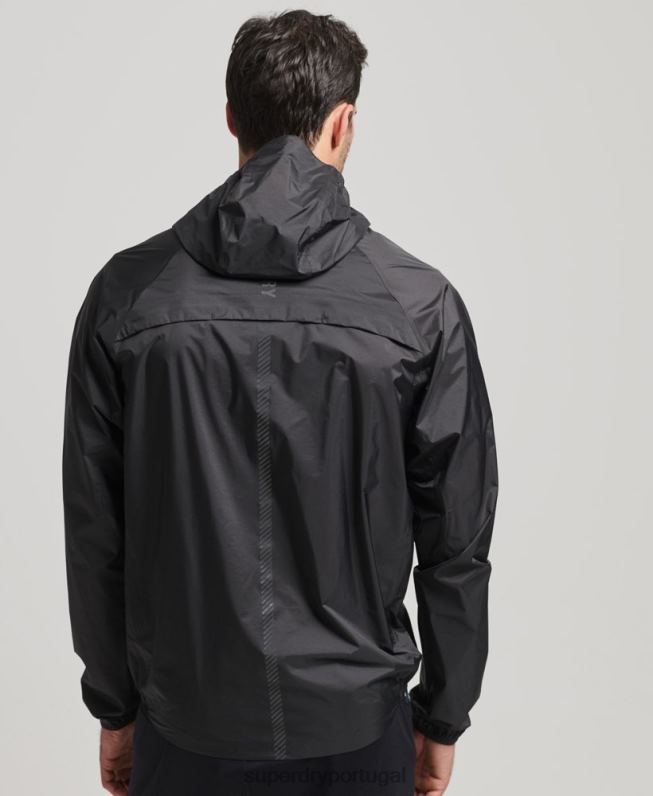 correr jaqueta impermeável leve homens preto roupas Superdry 2208H5363