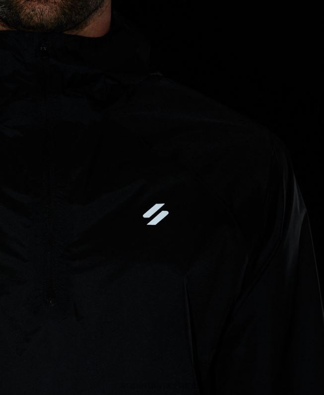 correr jaqueta impermeável leve homens preto roupas Superdry 2208H5363