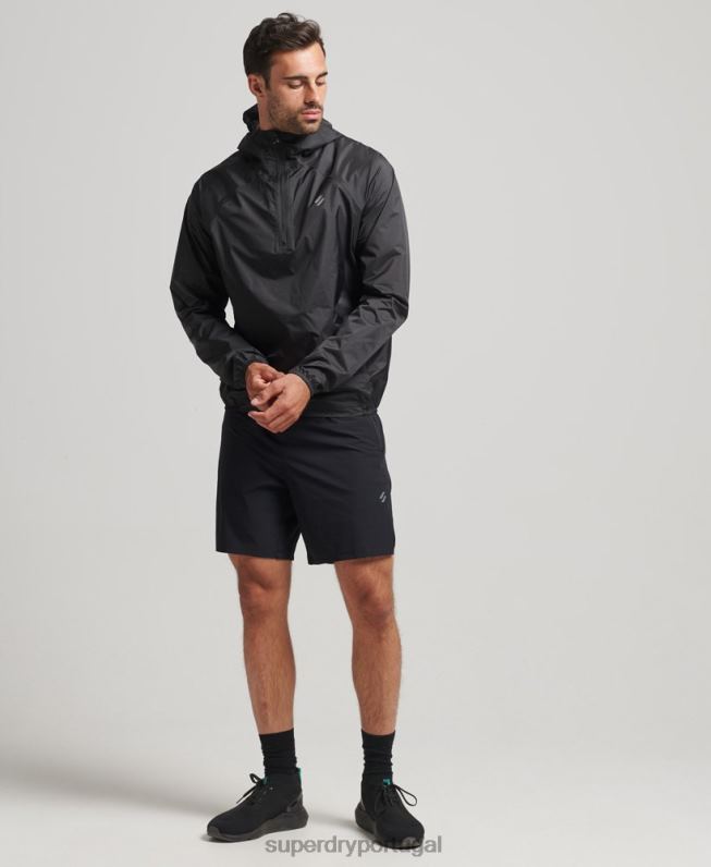 correr jaqueta impermeável leve homens preto roupas Superdry 2208H5363