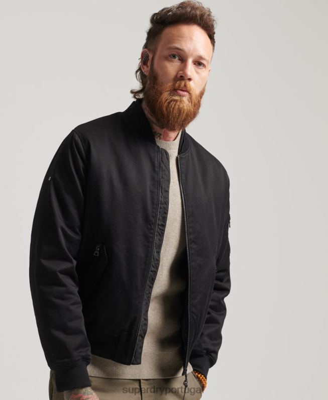 estúdios ma1 bombardeiro homens preto roupas Superdry 2208H1142