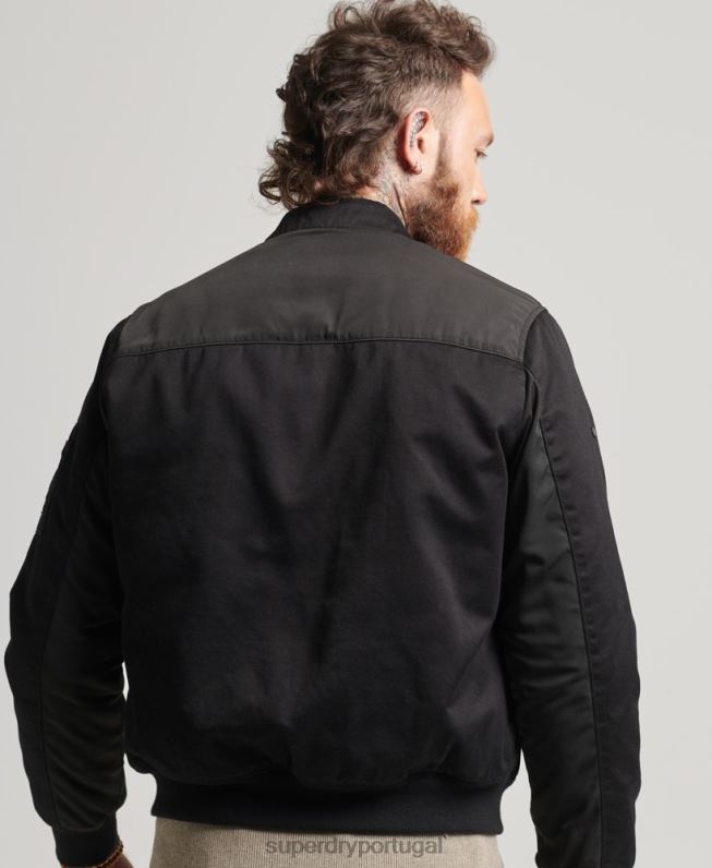 estúdios ma1 bombardeiro homens preto roupas Superdry 2208H1142