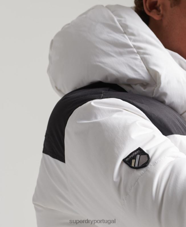 jaqueta acolchoada box com capuz homens branco roupas Superdry 2208H1054