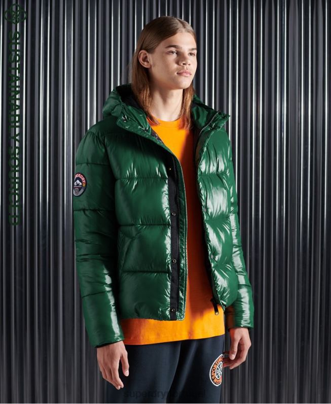 jaqueta acolchoada de alto brilho homens verde roupas Superdry 2208H1169