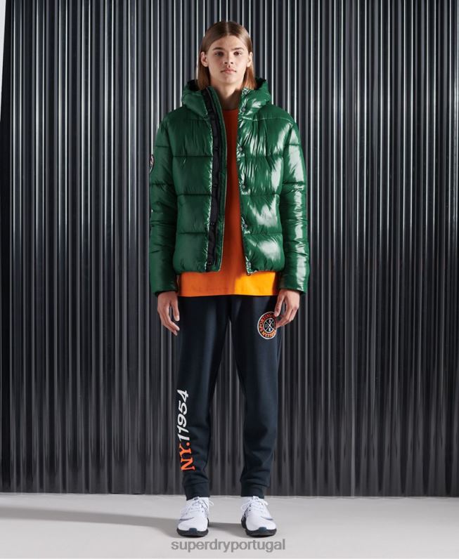 jaqueta acolchoada de alto brilho homens verde roupas Superdry 2208H1169