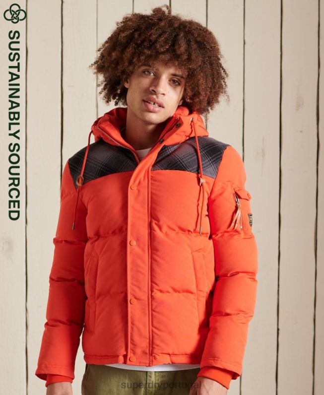 jaqueta acolchoada everest homens laranja roupas Superdry 2208H4487