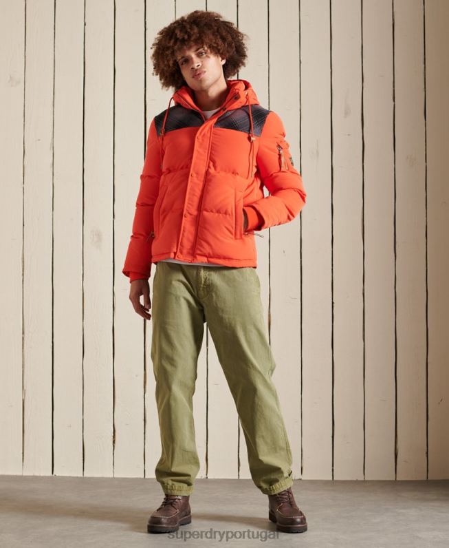 jaqueta acolchoada everest homens laranja roupas Superdry 2208H4487