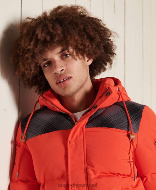 jaqueta acolchoada everest homens laranja roupas Superdry 2208H4487