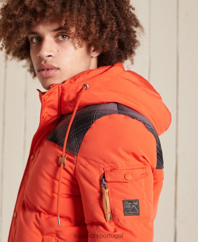 jaqueta acolchoada everest homens laranja roupas Superdry 2208H4487