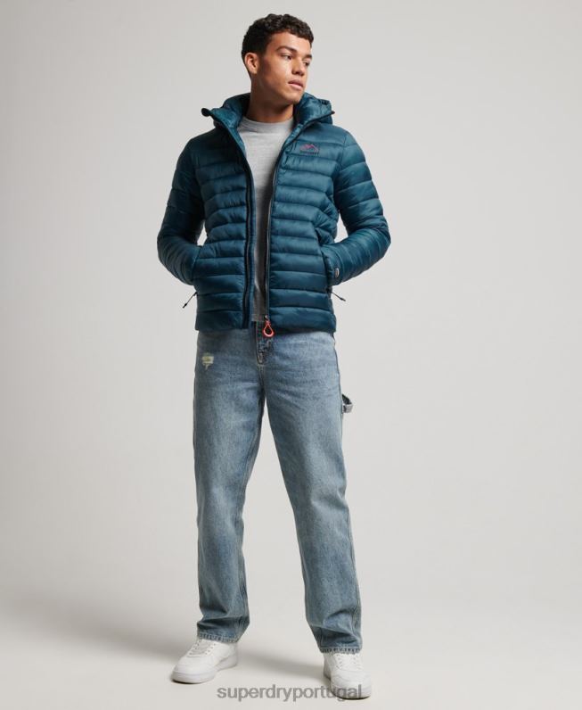 jaqueta acolchoada leve homens azul roupas Superdry 2208H911