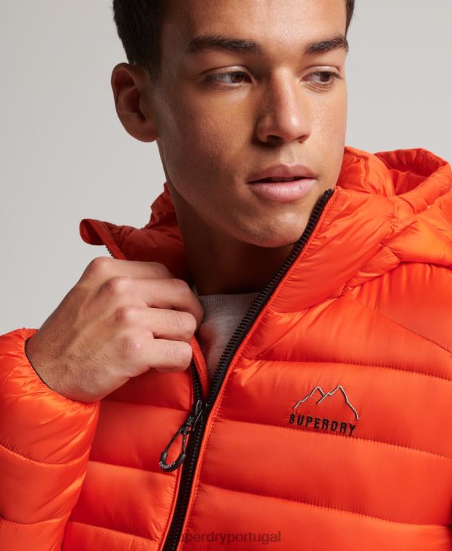 jaqueta acolchoada leve homens laranja roupas Superdry 2208H923