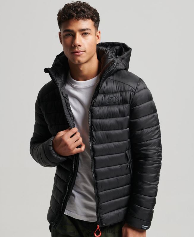 jaqueta acolchoada leve homens preto roupas Superdry 2208H1138