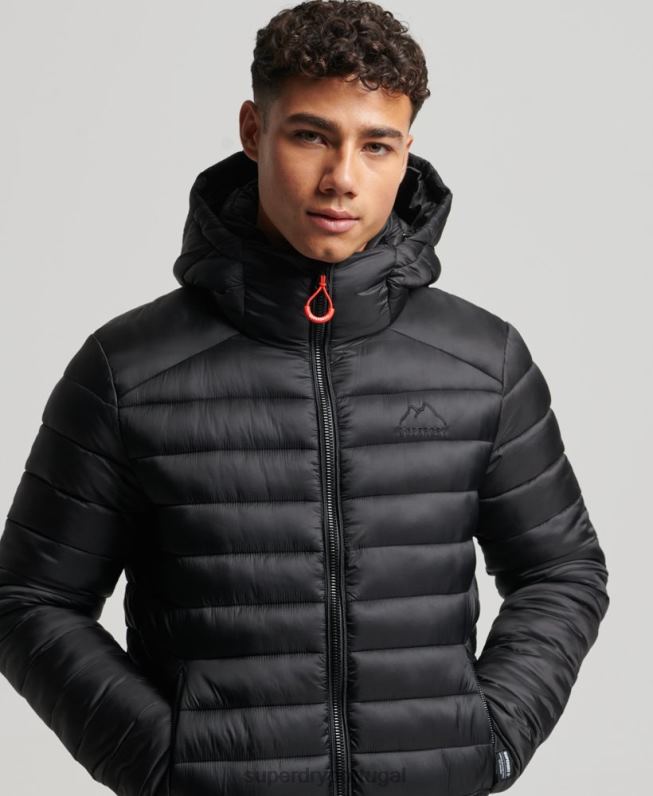 jaqueta acolchoada leve homens preto roupas Superdry 2208H1138