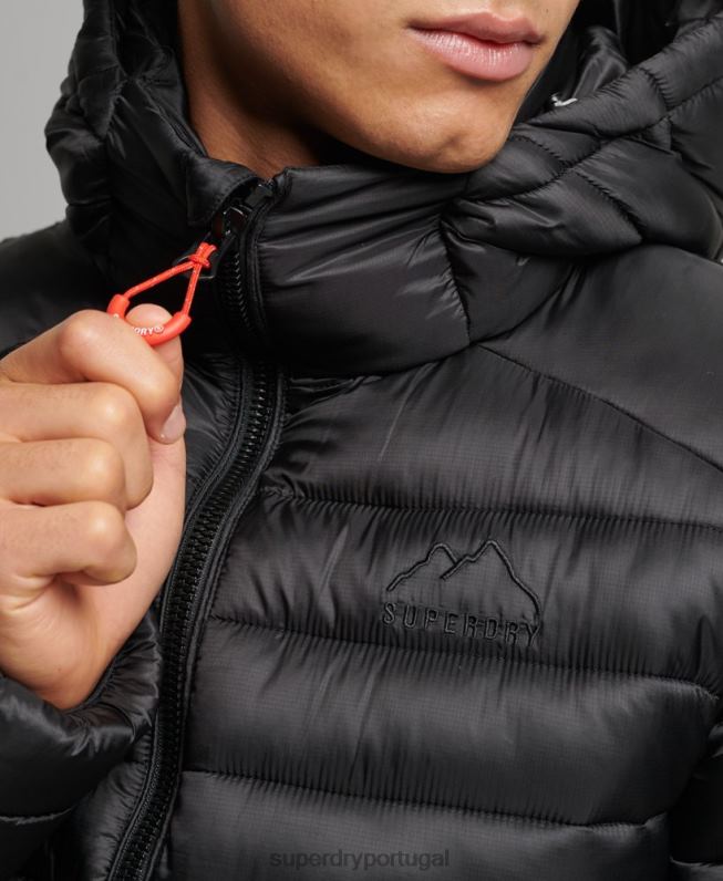 jaqueta acolchoada leve homens preto roupas Superdry 2208H1138