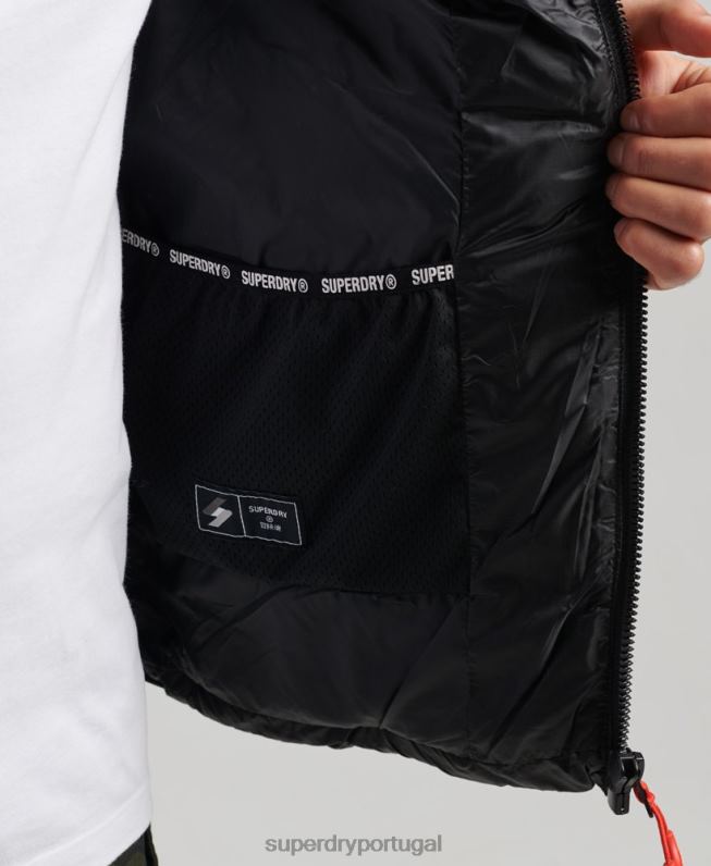 jaqueta acolchoada leve homens preto roupas Superdry 2208H1138