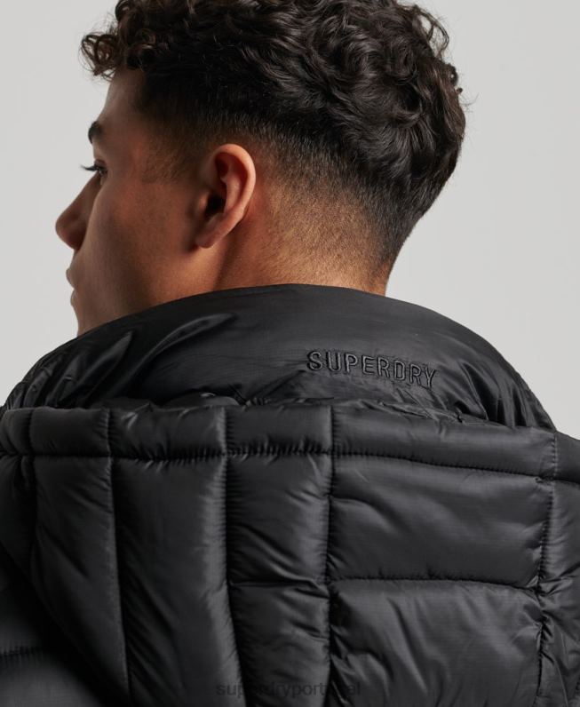 jaqueta acolchoada leve homens preto roupas Superdry 2208H1138