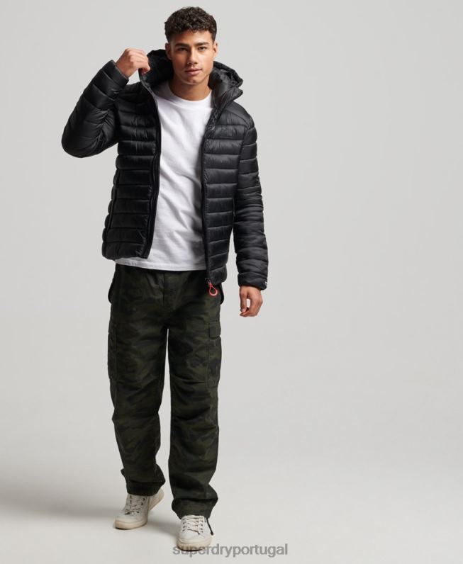 jaqueta acolchoada leve homens preto roupas Superdry 2208H1138