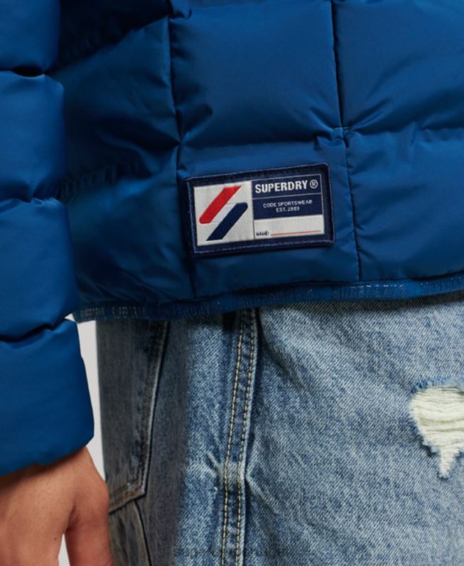 jaqueta acolchoada selada a quente homens azul roupas Superdry 2208H1074
