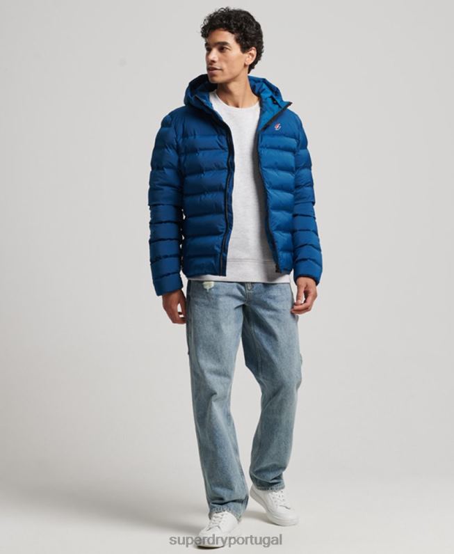 jaqueta acolchoada selada a quente homens azul roupas Superdry 2208H1074
