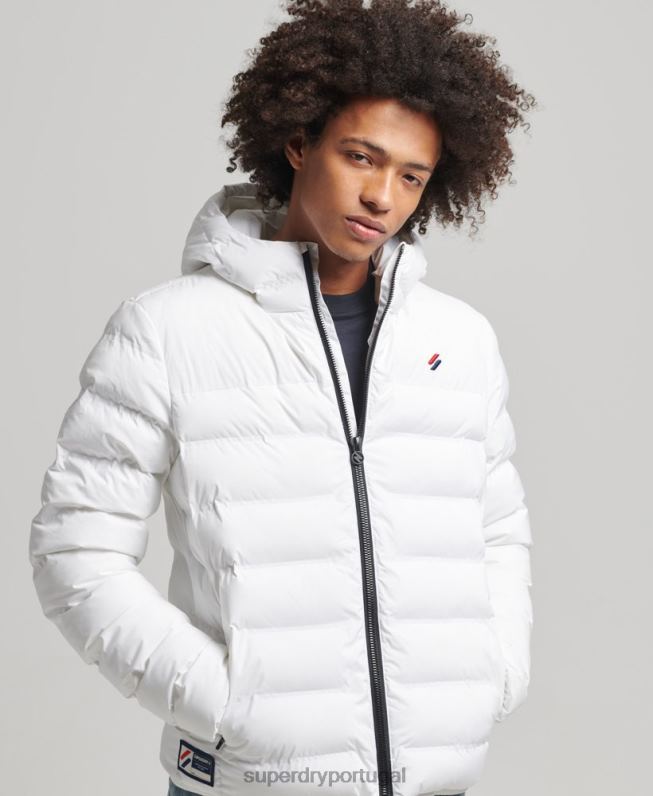 jaqueta acolchoada selada a quente homens branco roupas Superdry 2208H1073