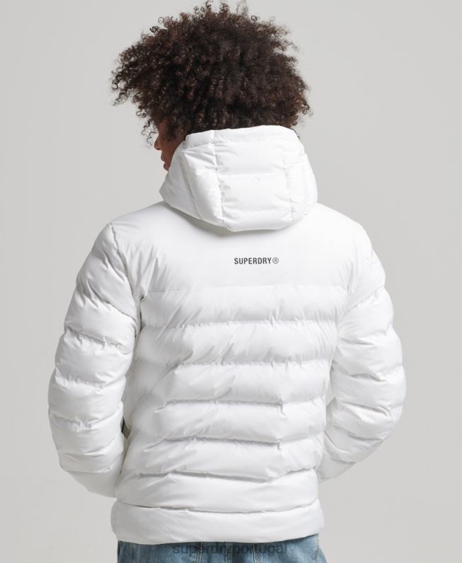 jaqueta acolchoada selada a quente homens branco roupas Superdry 2208H1073