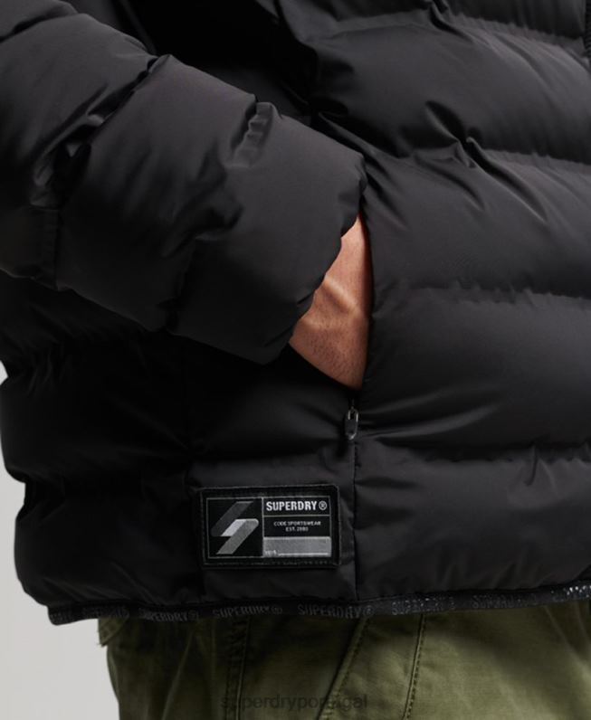 jaqueta acolchoada selada a quente homens preto roupas Superdry 2208H979