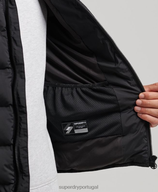 jaqueta acolchoada selada a quente homens preto roupas Superdry 2208H979