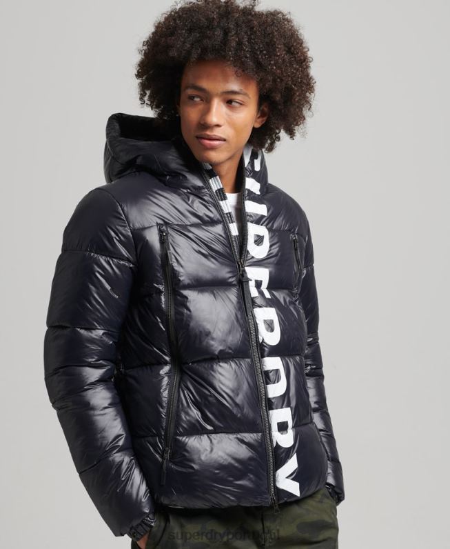 jaqueta alpina com capuz de montanha homens preto roupas Superdry 2208H986
