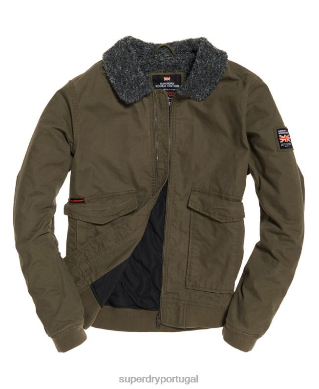 jaqueta bomber aviador inverno rookie homens verde roupas Superdry 2208H4706