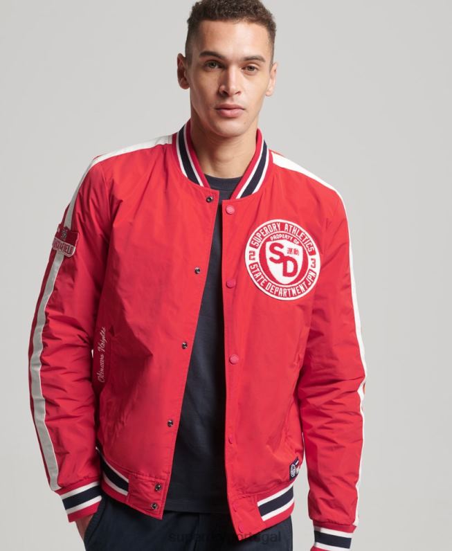 jaqueta bomber colegial de luxo homens vermelho roupas Superdry 2208H4612