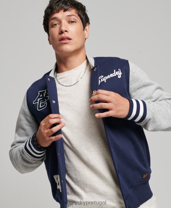 jaqueta bomber colegial vintage homens marinha roupas Superdry 2208H604