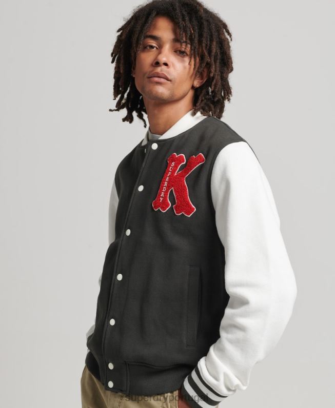 jaqueta bomber colegial vintage homens preto roupas Superdry 2208H796