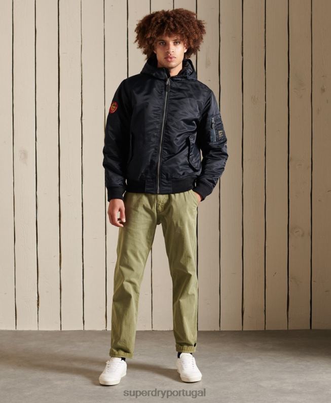 jaqueta bomber com capuz ma1 homens marinha roupas Superdry 2208H4658