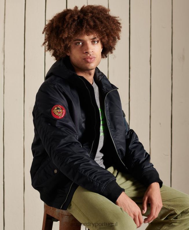 jaqueta bomber com capuz ma1 homens marinha roupas Superdry 2208H4658