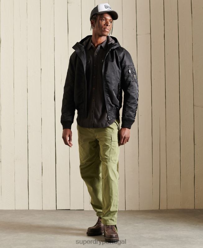 jaqueta bomber com capuz ma1 homens preto roupas Superdry 2208H4673